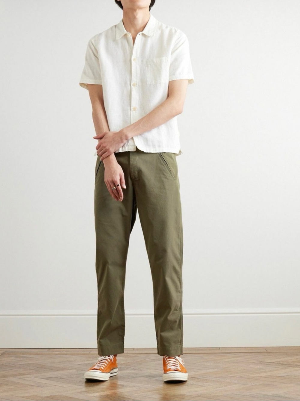 Folk - Assembly Tapered Cotton-Canvas Trousers - Green 3 = 32